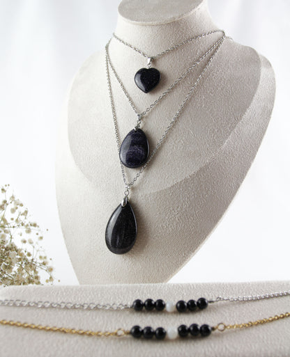 Naturstein Armband & Edelstahlkette – Handgefertigtes Schmuckset mit Naturstein-Anhänger