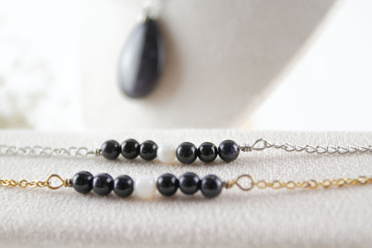 Naturstein Armband & Edelstahlkette – Handgefertigtes Schmuckset mit Naturstein-Anhänger