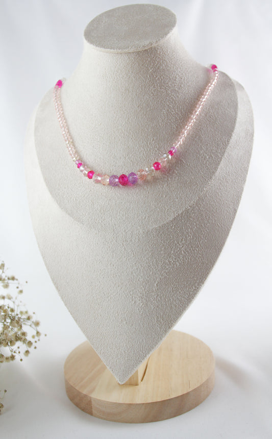 Pink Crystal Beaded Bracelet / Necklace / Earrings