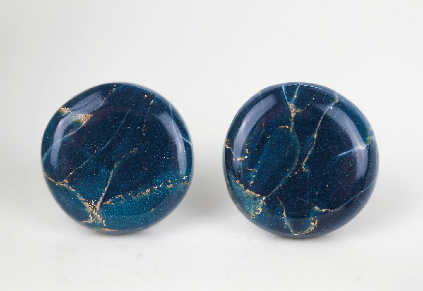 Dunkelblau-Gold Marmor Ohrringe – Exklusive Polymer Clay Eleganz | Kollektion Azuria