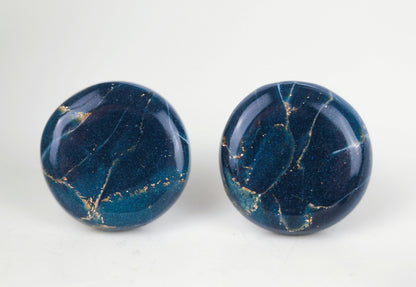 Dunkelblau-Gold Marmor Ohrringe – Exklusive Polymer Clay Eleganz | Kollektion Azuria