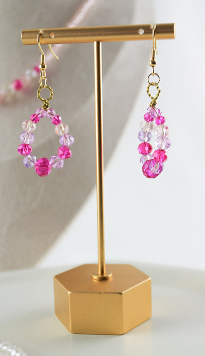 Rosa Glas-Kristall Schmuckset – Armband, Halskette & Ohrringe | Handgefertigt