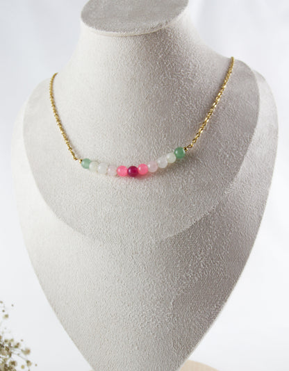 Buntes Naturstein & Süßwasserperlen Schmuckset – Handgefertigtes Armband & Halskette