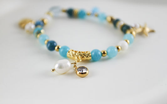 Magisches Aquamarin Armband Kollektion mit Natursteinen