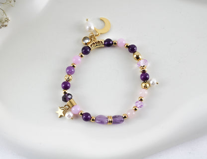 Amethyst Naturstein Armband – Handgefertigtes Perlenarmband