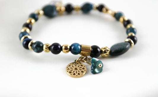 Magisches Tigerauge Armband in blau mit Natursteinen