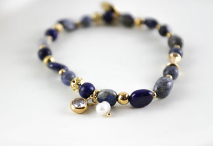 Lapislazuli Naturstein Armband – Handgefertigtes Perlenarmband