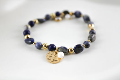 Lapislazuli Naturstein Armband – Handgefertigtes Perlenarmband