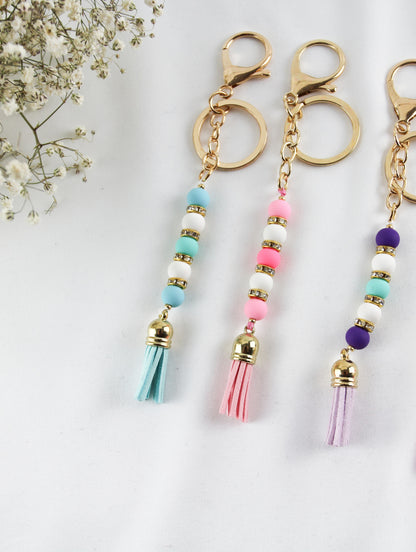 Perlen Schlüsselanhänger mit Quaste – Handgefertigter Schlüsselanhänger