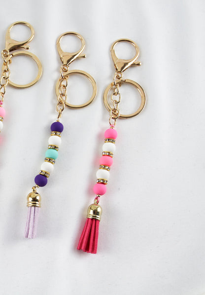 Perlen Schlüsselanhänger mit Quaste – Handgefertigter Schlüsselanhänger