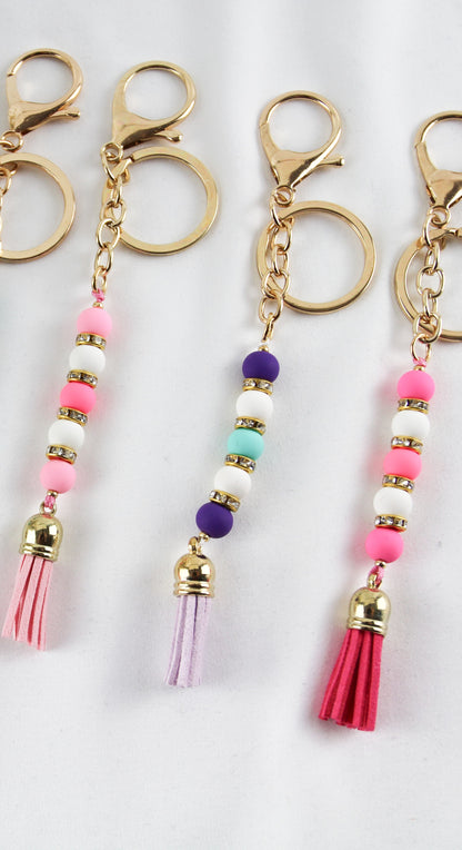Perlen Schlüsselanhänger mit Quaste – Handgefertigter Schlüsselanhänger