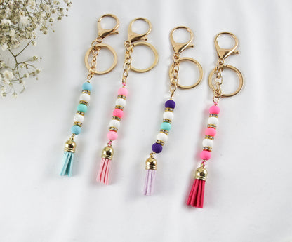 Perlen Schlüsselanhänger mit Quaste – Handgefertigter Schlüsselanhänger