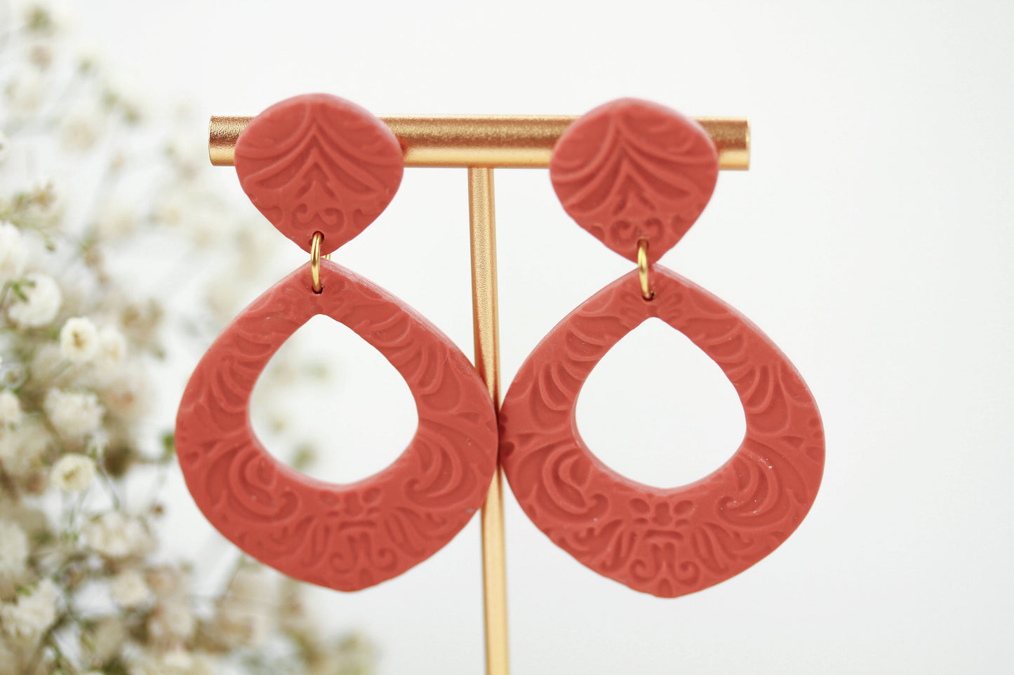 Boho Terra Cotta Ohrringe – Handgefertigte Polymer Clay Statement Ohrringe