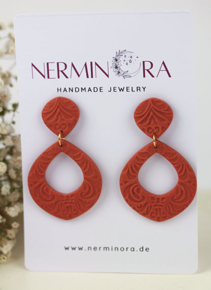 Boho Terra Cotta Ohrringe – Handgefertigte Polymer Clay Statement Ohrringe