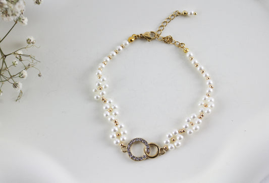 pearl flower bracelet with clasp
