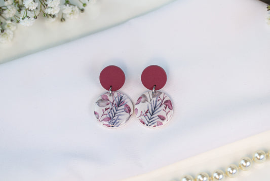 Florale Hängeohrringe Morning Petals - Weiß & Mauve