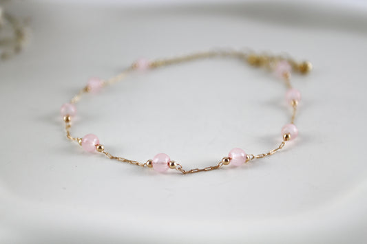 Rose Quartz Natural Stone Bracelet Chain with Clasp