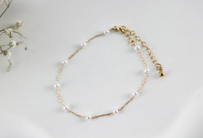 Quarz Perlenarmband mit Kettenverschluss – Handgefertigtes Naturstein-Armband