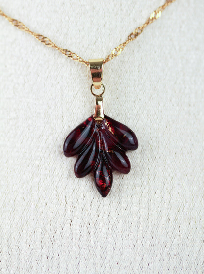 Bordeauxrote Marmor Ohrringe & Halskette mit Zirkonia – Elegantes Set | Kollektion Seraya