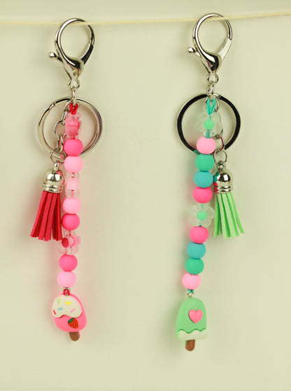 Creamy Bubbly – Perlen-Schlüsselanhänger mit Eiscreme-Charm & Quaste