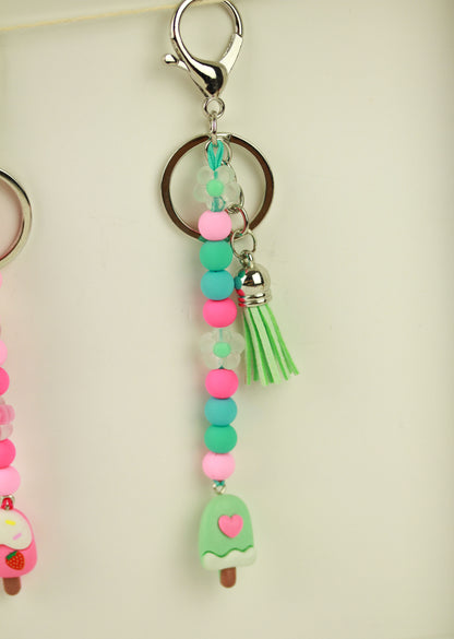 Creamy Bubbly – Perlen-Schlüsselanhänger mit Eiscreme-Charm & Quaste