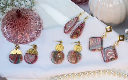 Rosa Gold Marmor Ohrringe - Gilded Marble Collection