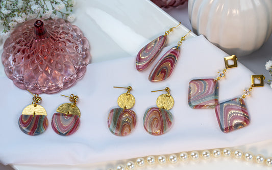 Rosa Gold Marmor Ohrringe - Gilded Marble Collection