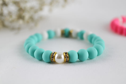 Turquoise White Pearl Bracelet