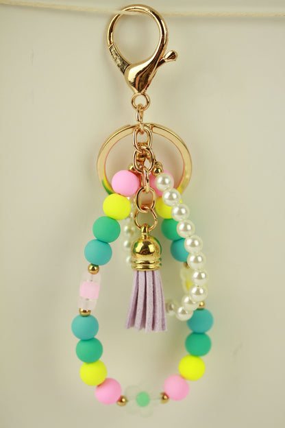 Bubbly – Bunter handgefertigter Perlen-Schlüsselanhänger mit Quaste