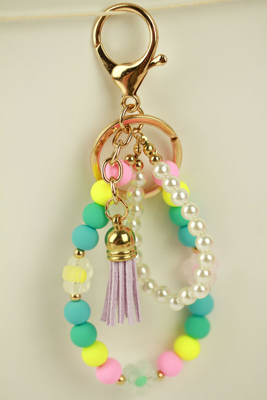 Bubbly – Bunter handgefertigter Perlen-Schlüsselanhänger mit Quaste
