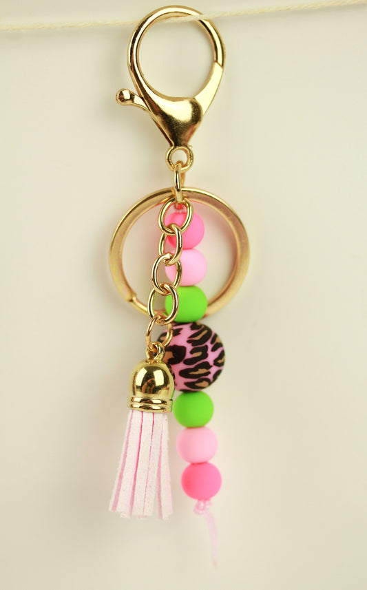 Leo Bubbly – Handgefertigter Perlen-Schlüsselanhänger mit Quaste