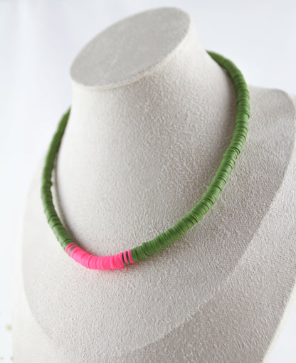 Army Grün-Pink Katsuki 3-teiliges Schmuckset – Armbänder & Halskette | Handgemacht