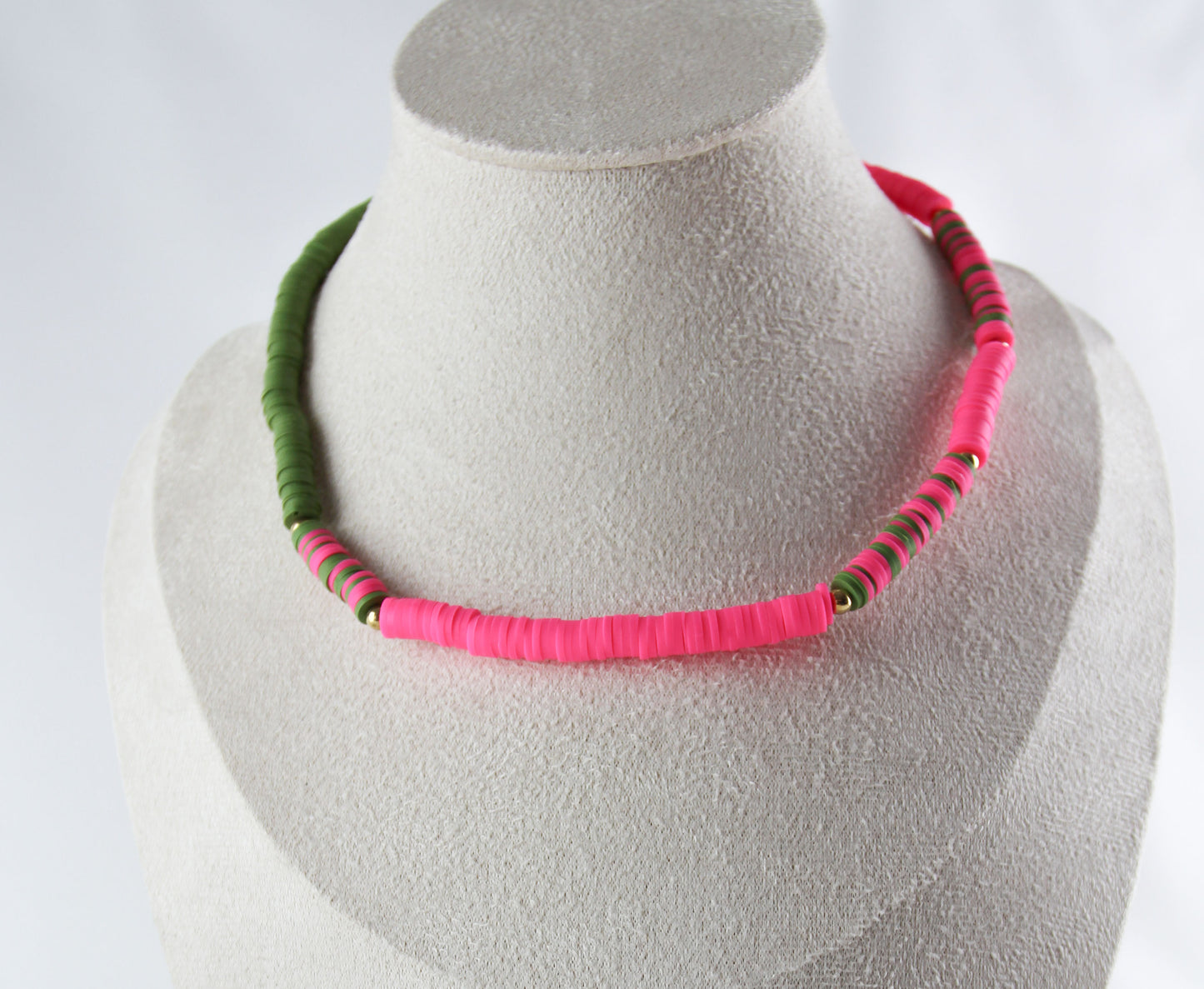 Green Pink Necklace and Bracelet Set