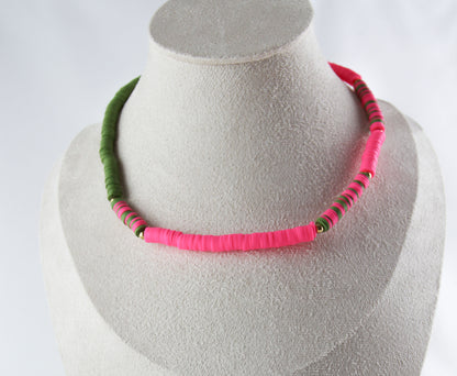 Army Grün-Pink Katsuki Perlenset – Armbänder & Halskette | Handgefertigter Schmuck