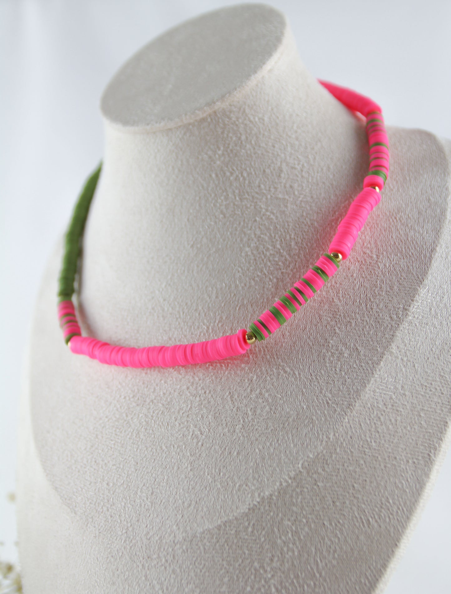 Green Pink Necklace and Bracelet Set