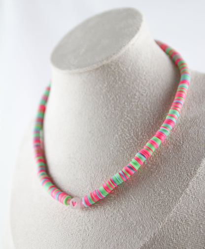 Bunte Katsuki Polymer Clay & Herzperlen – Armband & Halskette Set | Handgefertigter Schmuck