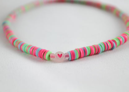 Bunte Katsuki Polymer Clay & Herzperlen – Armband & Halskette Set | Handgefertigter Schmuck