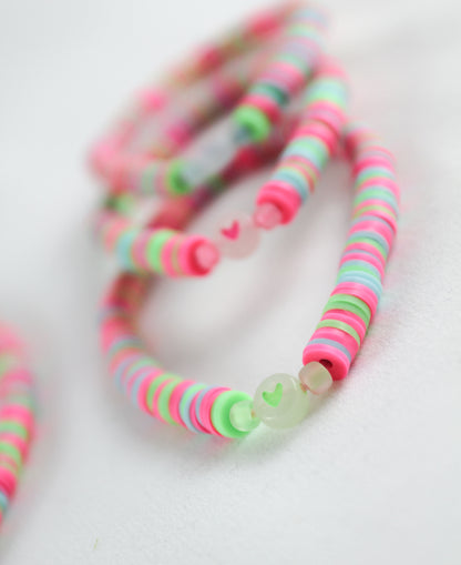 Bunte Katsuki Polymer Clay & Herzperlen – Armband & Halskette Set | Handgefertigter Schmuck