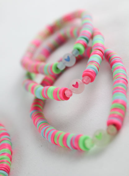 Bunte Katsuki Polymer Clay & Herzperlen – Armband & Halskette Set | Handgefertigter Schmuck