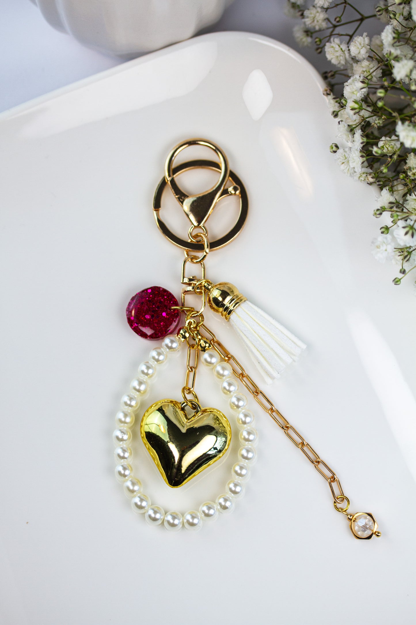 Pearl Heart Glam – Bag Charm