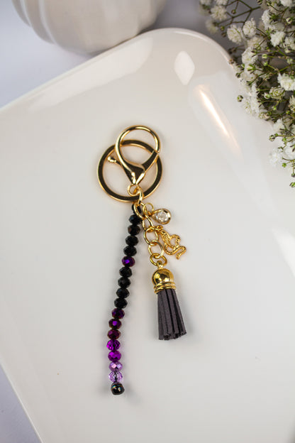 Perlen-Schlüsselanhänger Lila-Schwarz - Nymera