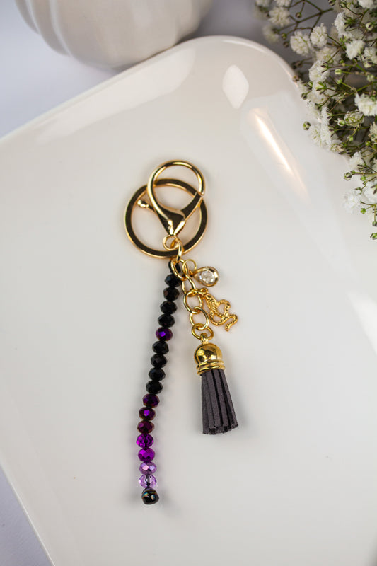 Perlen-Schlüsselanhänger Lila-Schwarz - Nymera