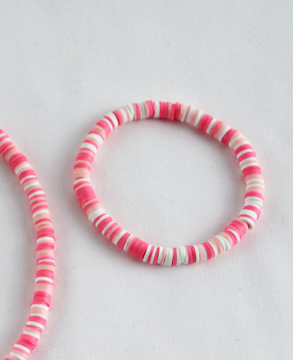 Rosa-Weiß Katsuki Schmuckset mit Süßwasserperle – Handgefertigte Halskette & Armband