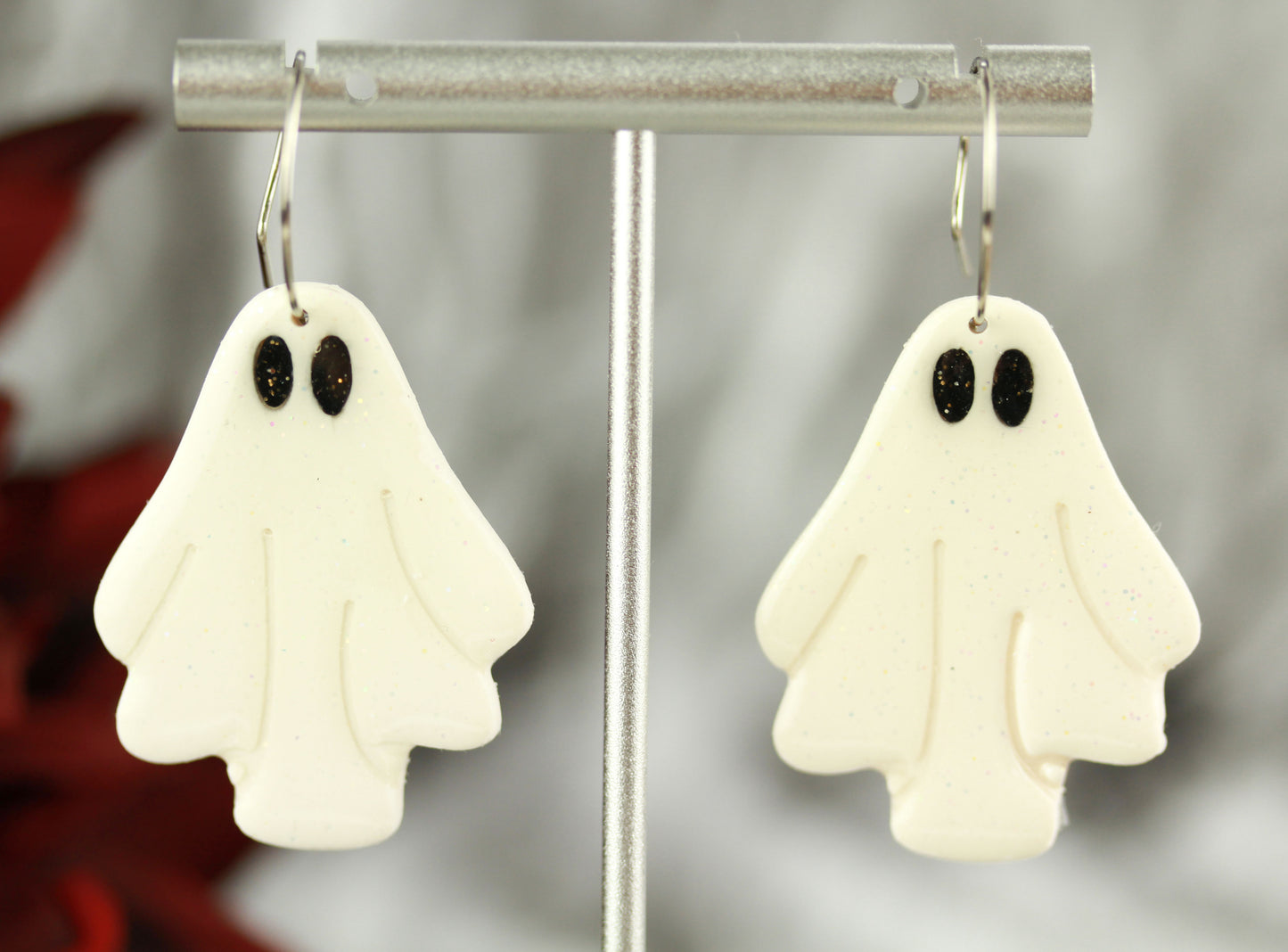 Glitzer Geister Ohrringe – Handgefertigte Polymer Clay Statement | Halloween Edition