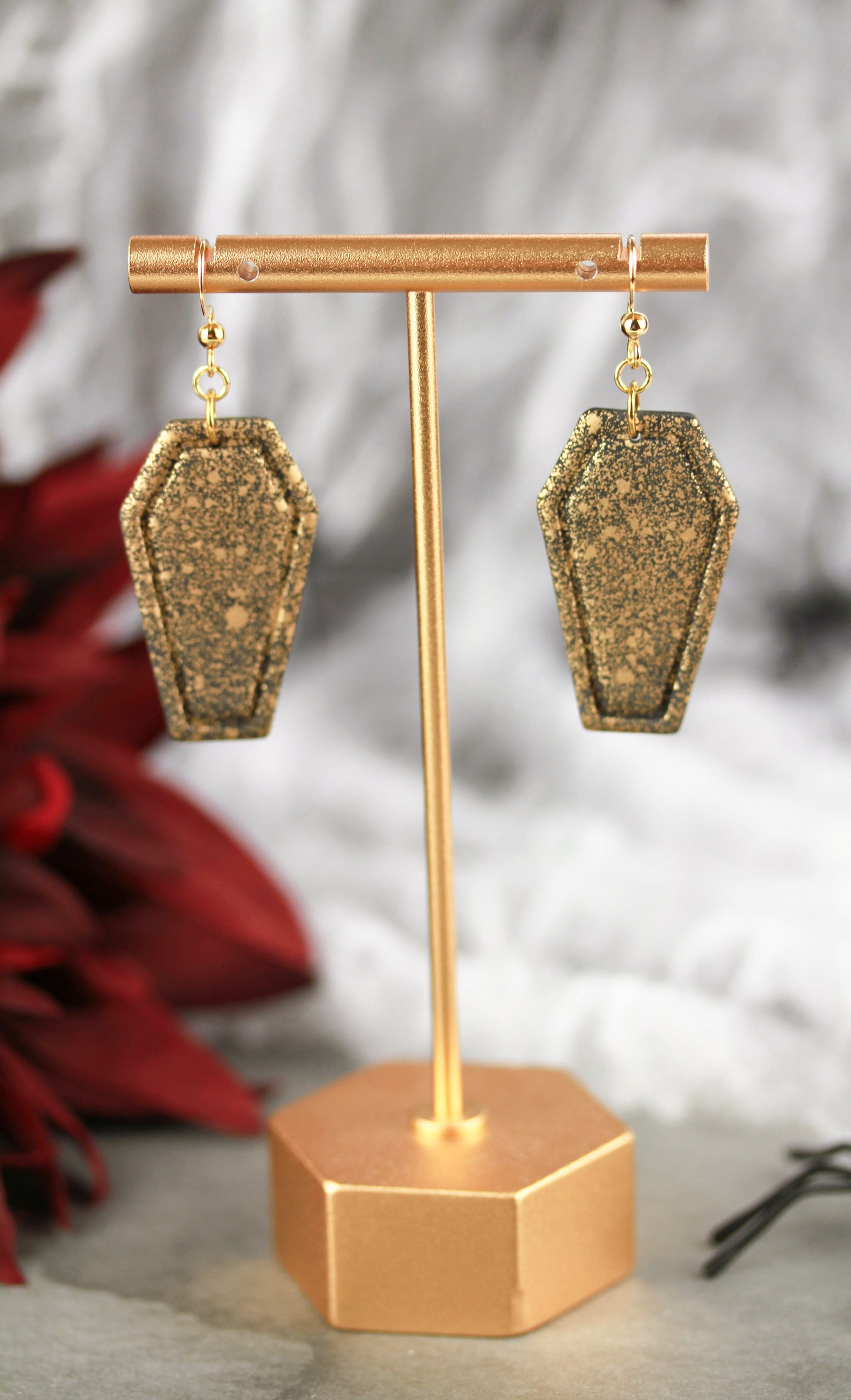 Sarg Ohrringe – Schwarze Polymer Clay Statement Ohrringe | Halloween Edition