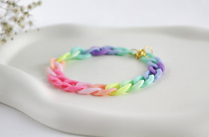 Regenbogen Gliederketten Set – Handgefertigtes Armband & Halskette