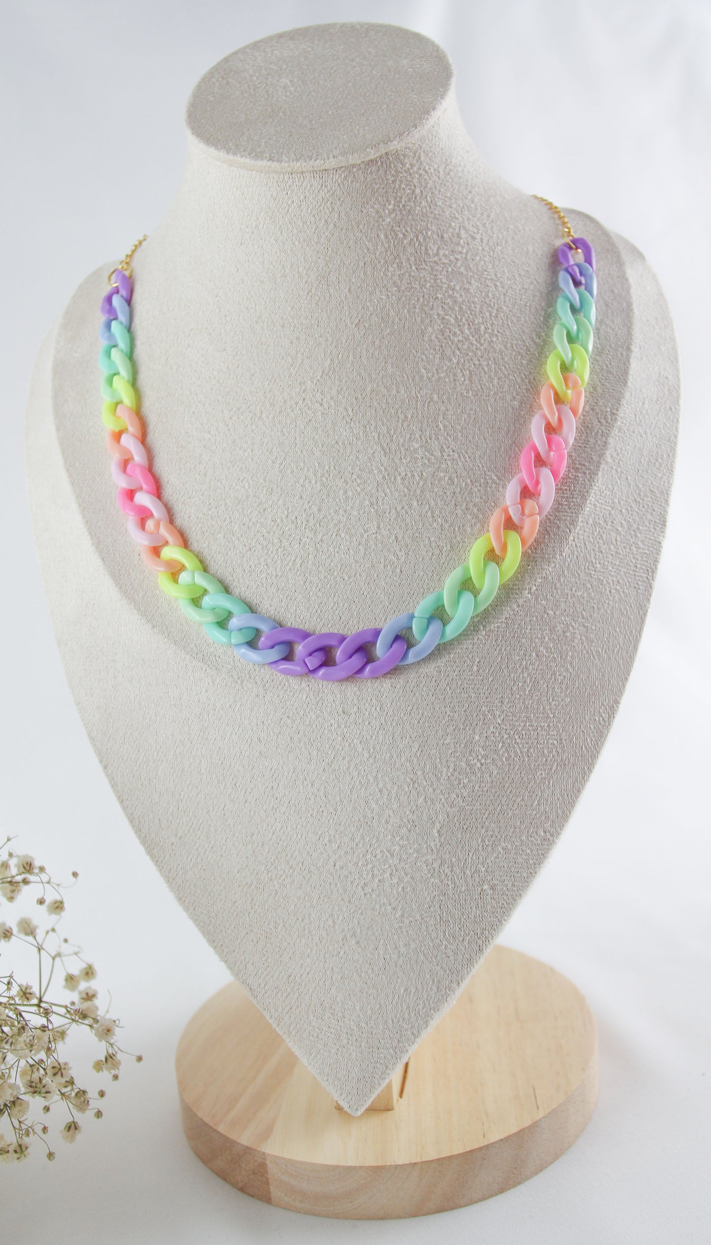 Rainbow Acrylic Link Chain Bracelet / Necklace
