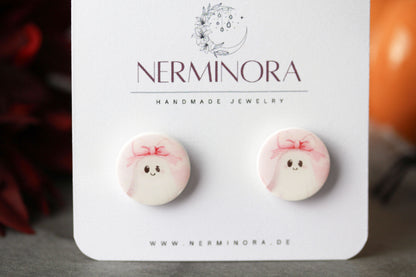 Rosa Geister Ohrringe – Süße handgefertigte Polymer Clay Ohrringe | Halloween Edition