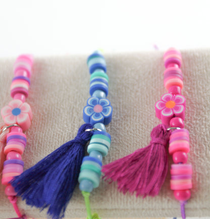 Kinder Blumen Katsuki Armband mit Quaste – Süßes Handgefertigtes Geschenkset