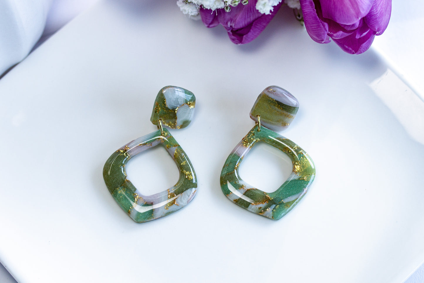 Sage Bloom Open Square – Ohrringe
